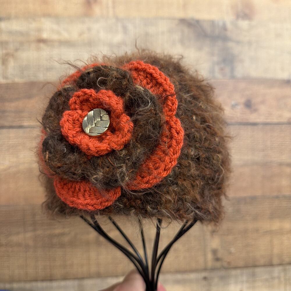 Unbranded Crochet Beanie Womens Adult Flower